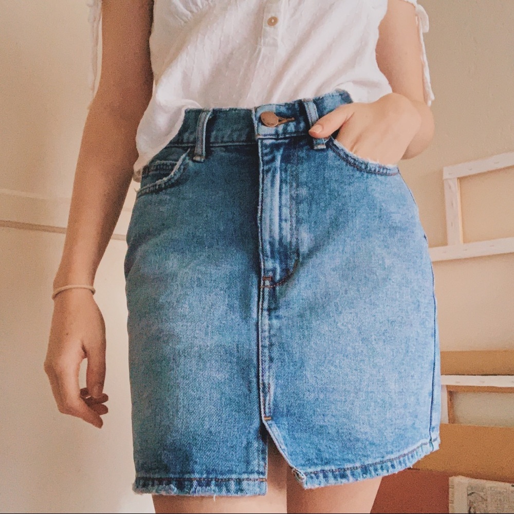 High waisted jean skirt